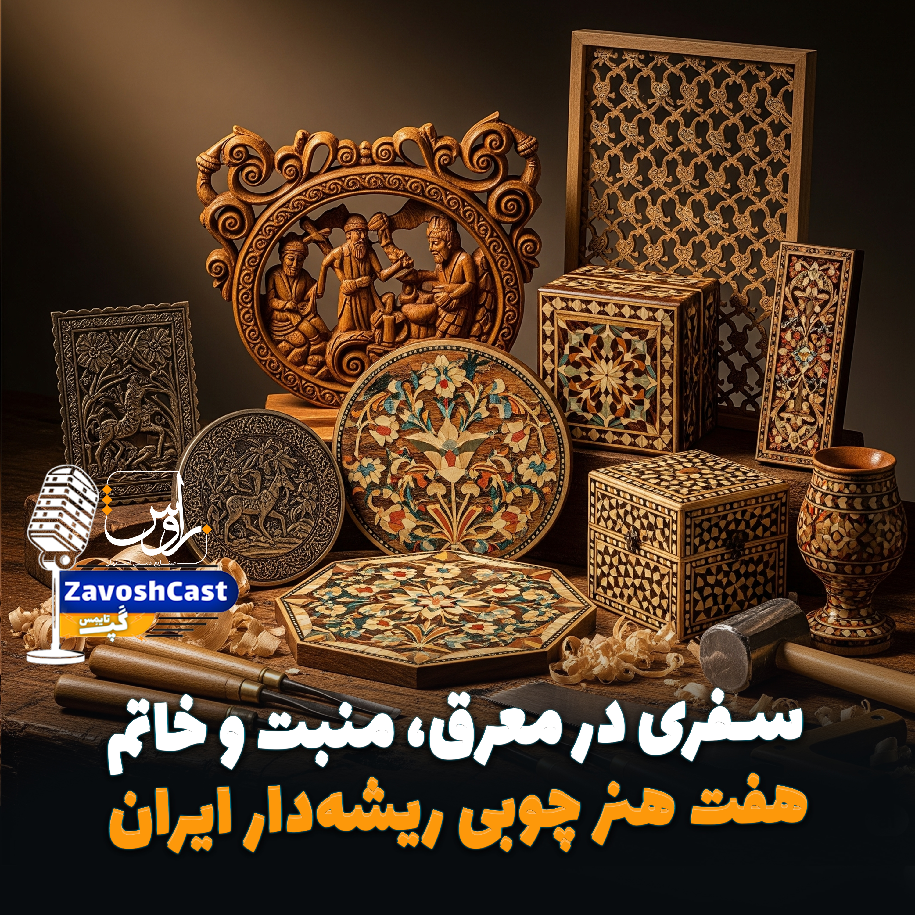 کاور هفت هنر چوبی ریشه دار ایران