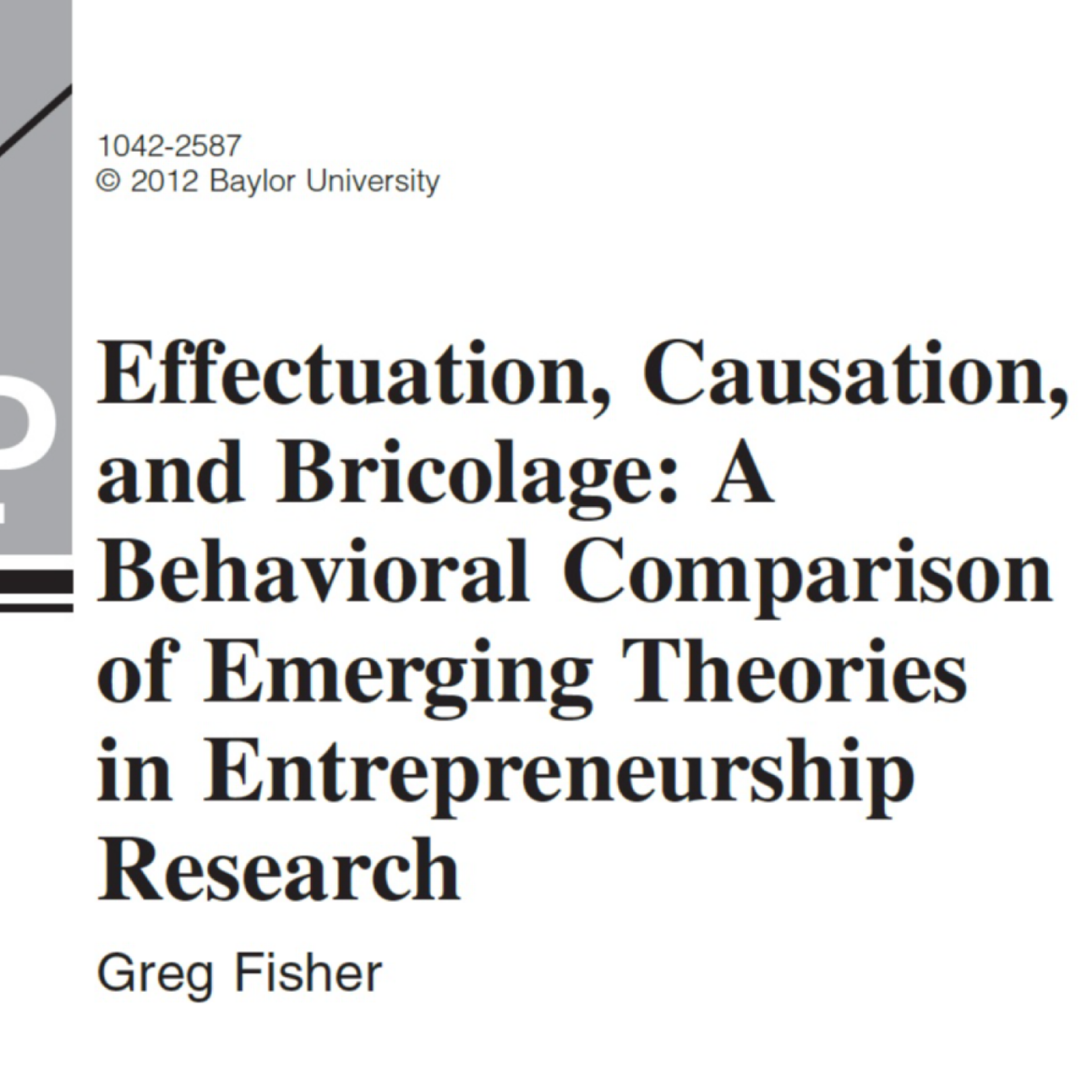 کاور 94- Effectuation, Causation, and Bricolage A Behavioral Comparison of Emerging Theories in Entrepren