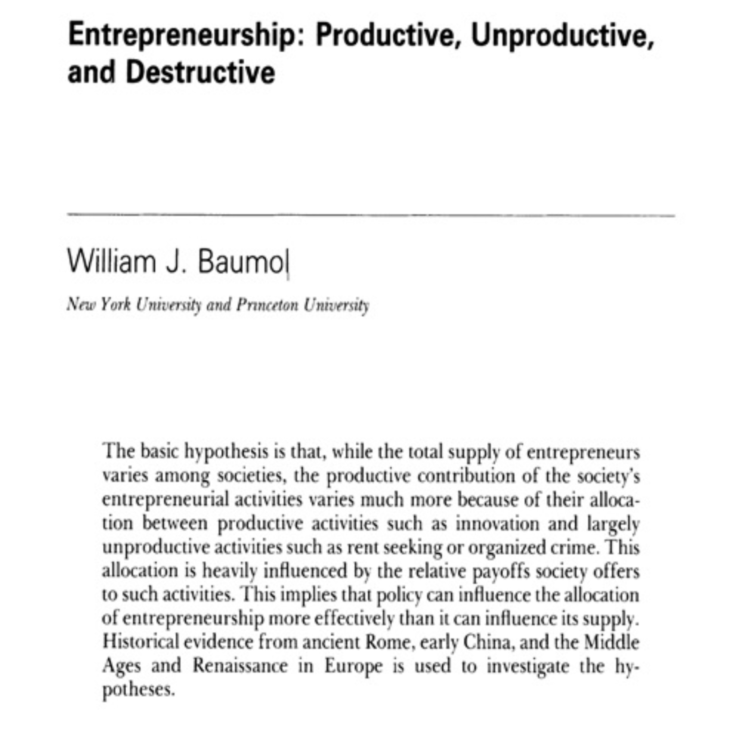 53- Entrepreneurship: Productive, Unproductive, and Destructive - Prsian 53- Entrepreneurship: Productive, Unproductive, and Destructive - Prsian