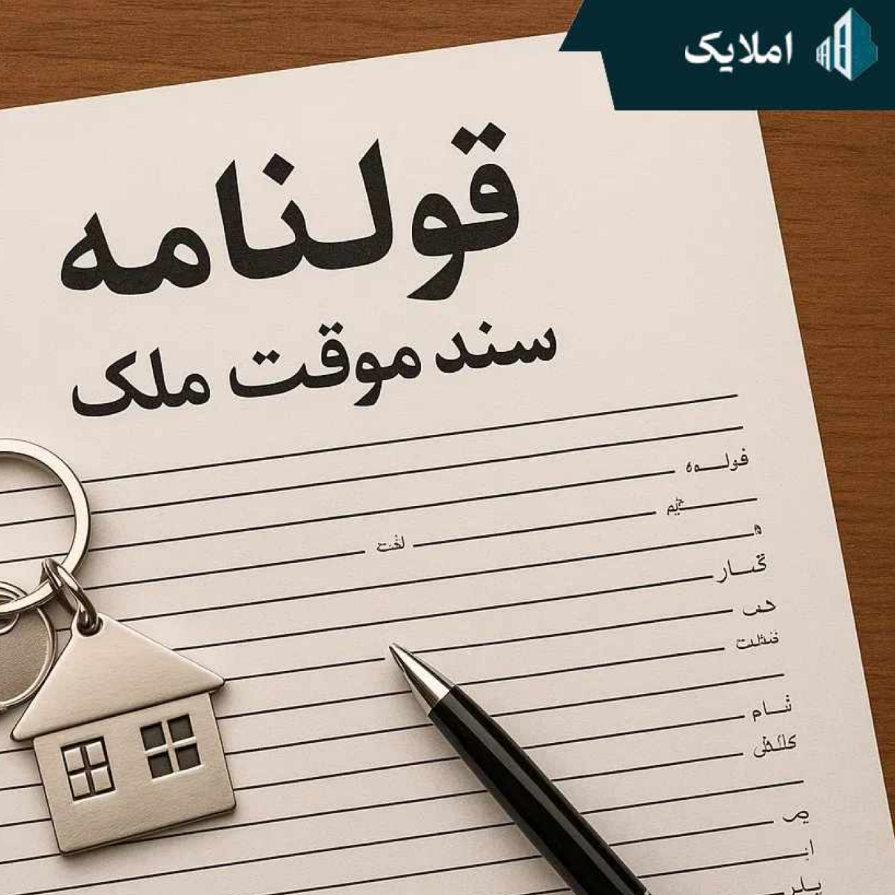 کاور سند موقت ملک یا قولنامه