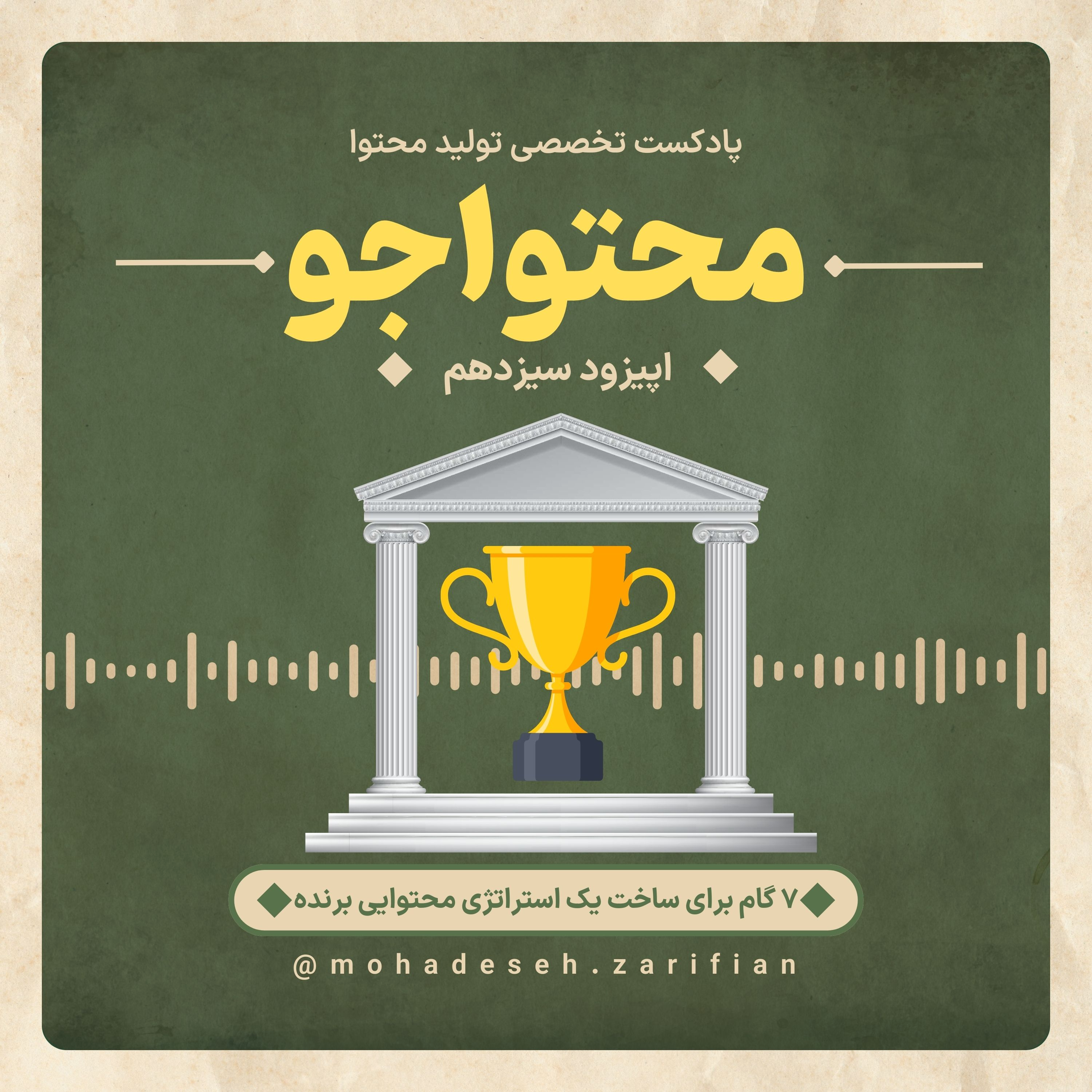 کاور پادکست «محتواجو» اپیزود سیزدهم (۷ گام برای ساخت یک استراتژی محتوایی برنده)