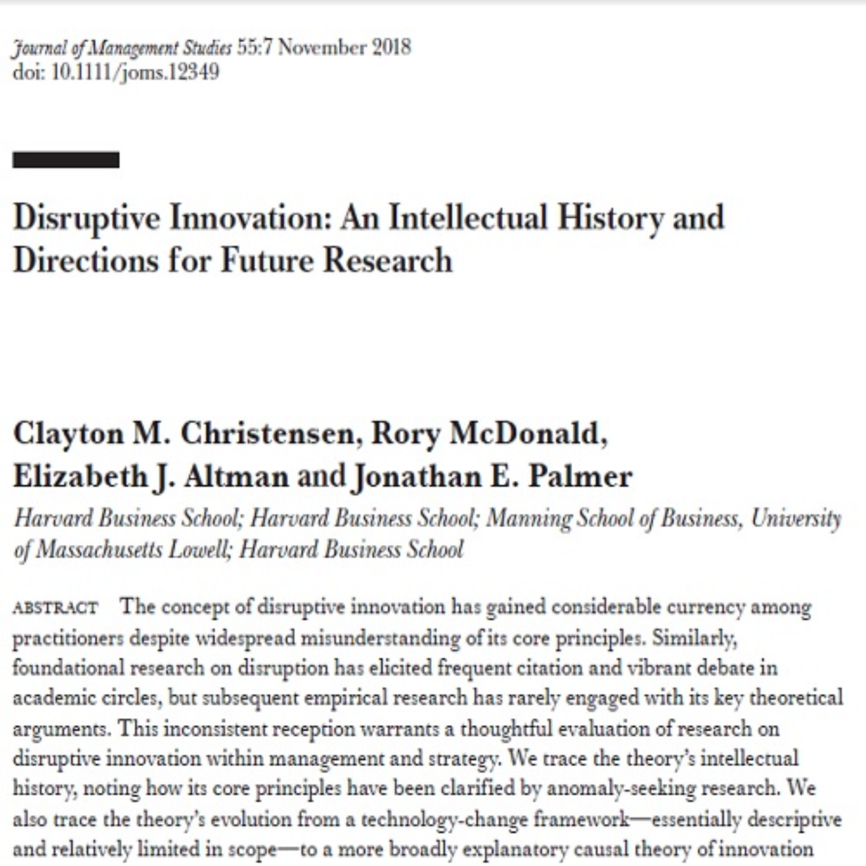 کاور 12- Disruptive Innovation : An Intellectual History and Directions for Future Research Persian