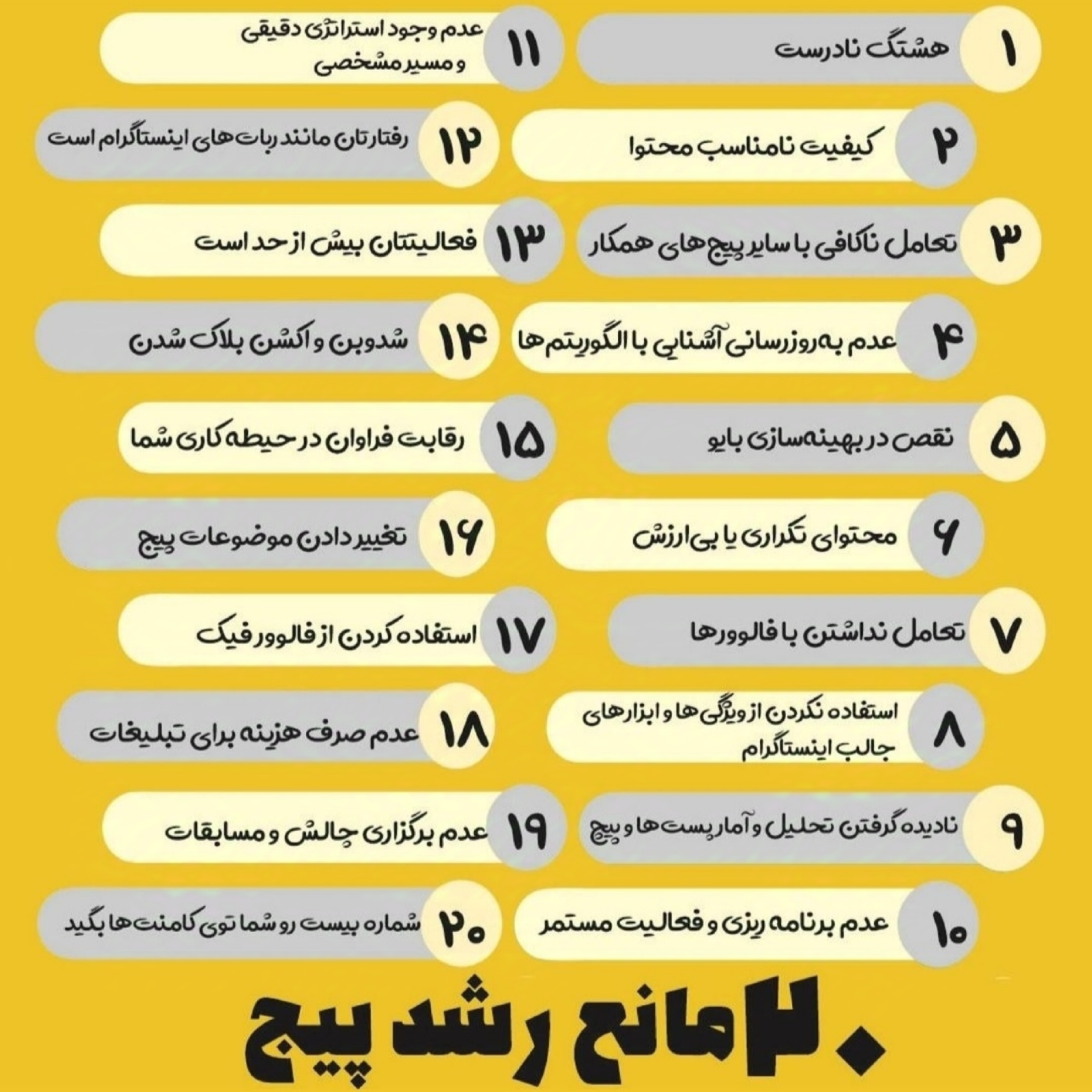 20 مانع رشد پیج