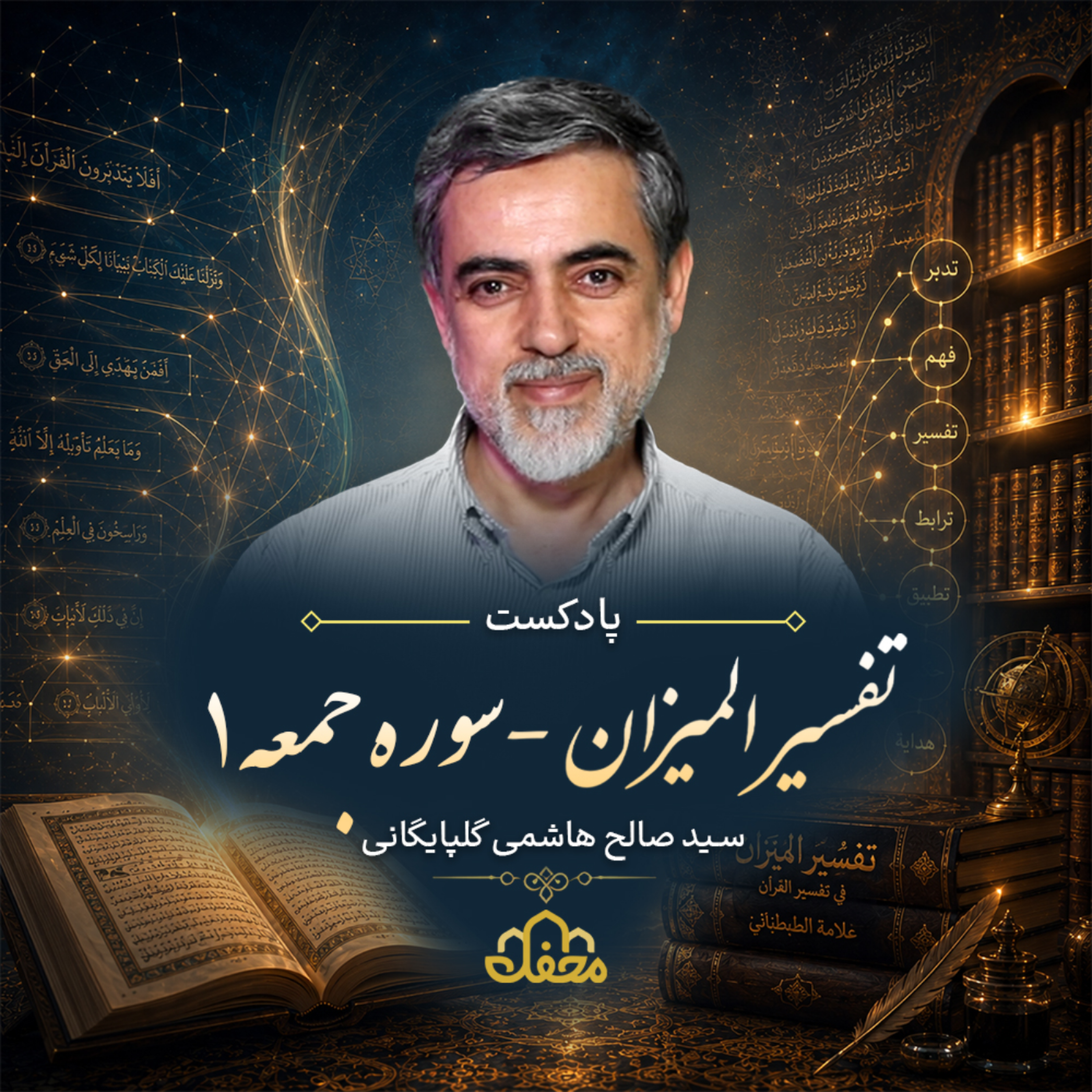 کاور پادکست تفسیر المیزان | سوره جمعه | قسمت اول