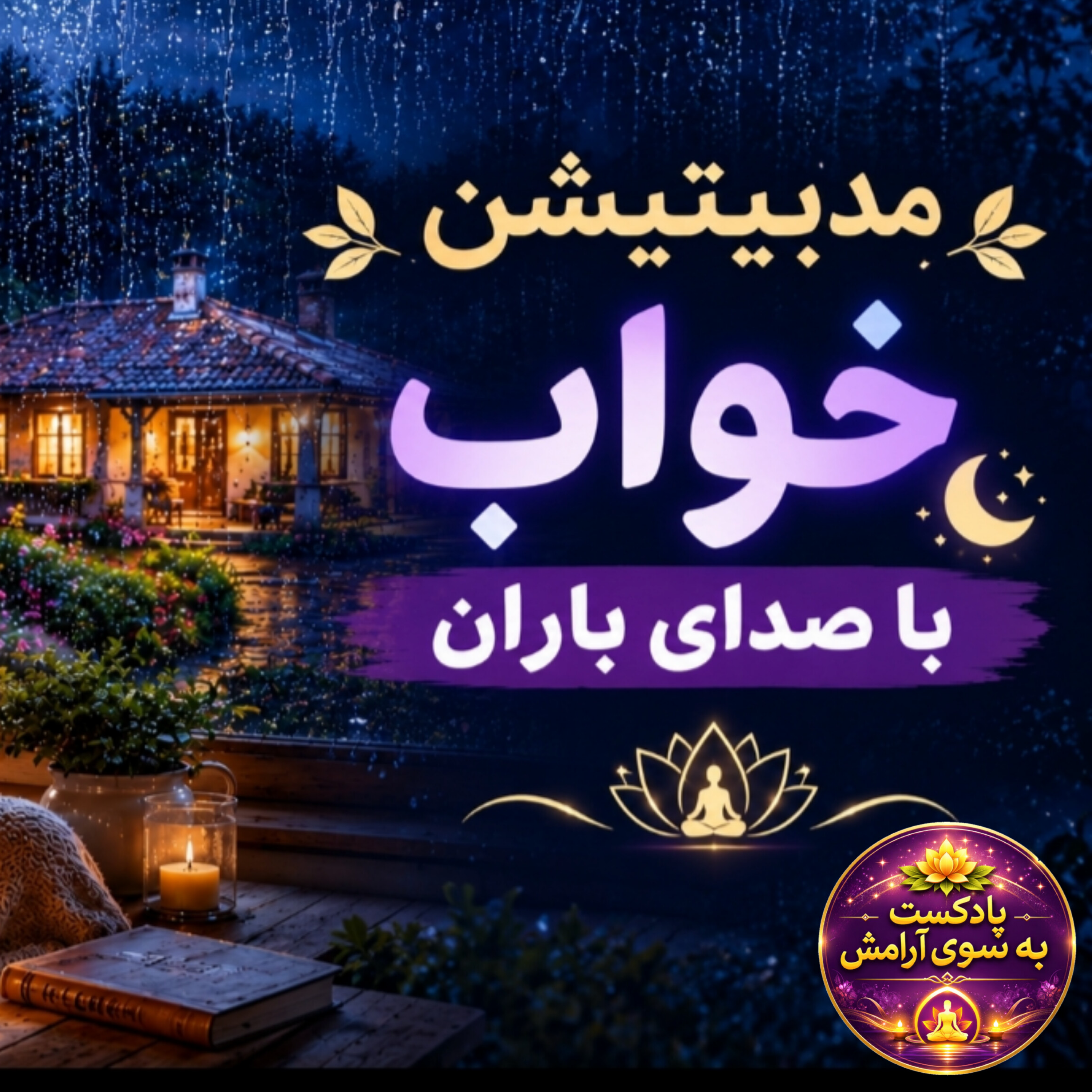 کاور مدیتیشن آرام سازی ذهن و خوابی آرام با صدای باران