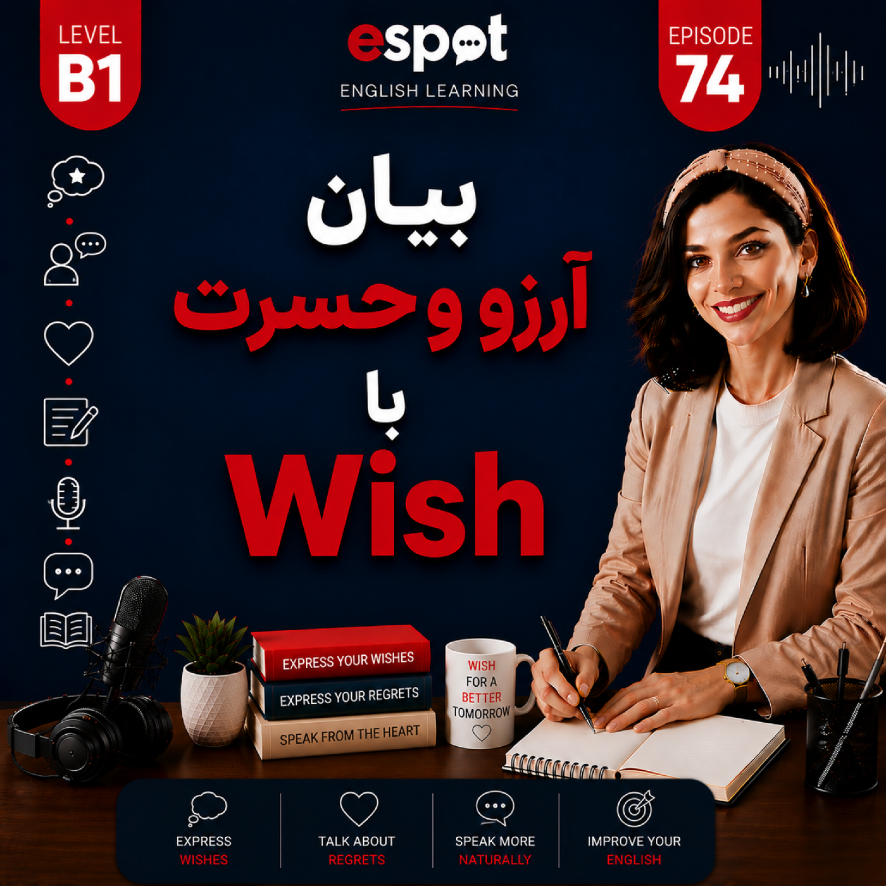 کاور درس هفتاد و چهارم --- بیان آرزو و حسرت با  Wish