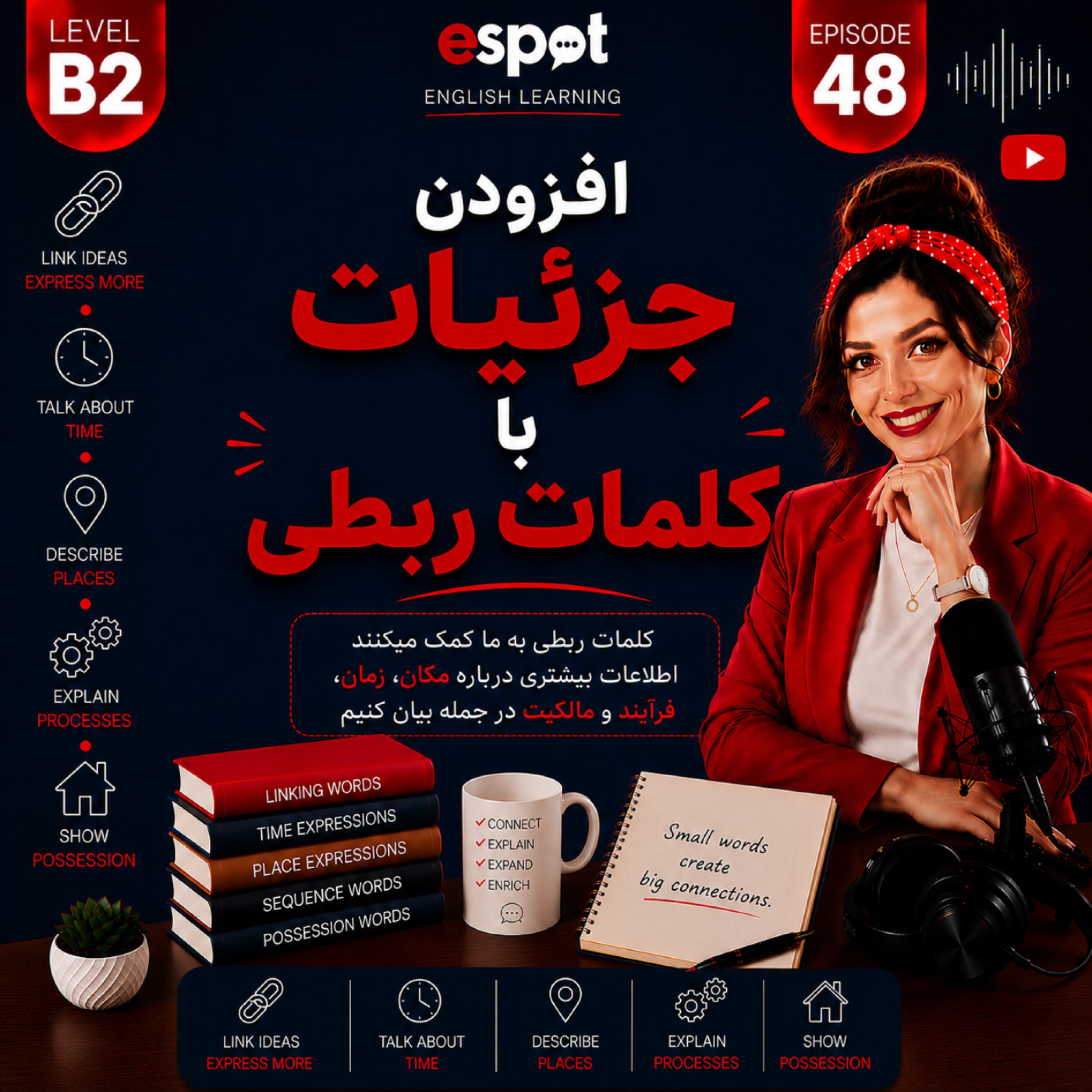 کاور درس چهل و هشتم --- افزودن جزئیات با کلمات ربطی