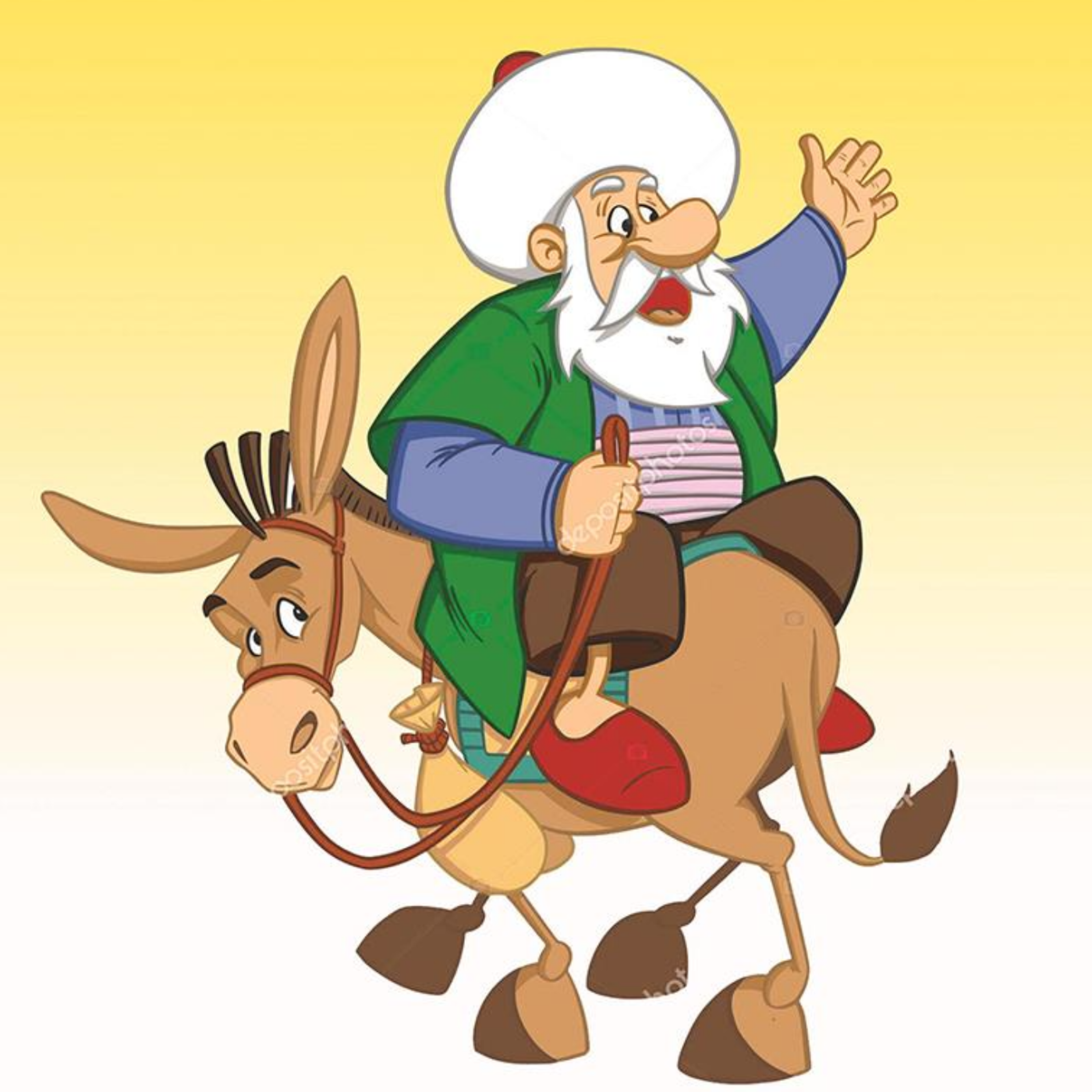 کاور ملانصرالدین و الاغ بر روی بام خانه