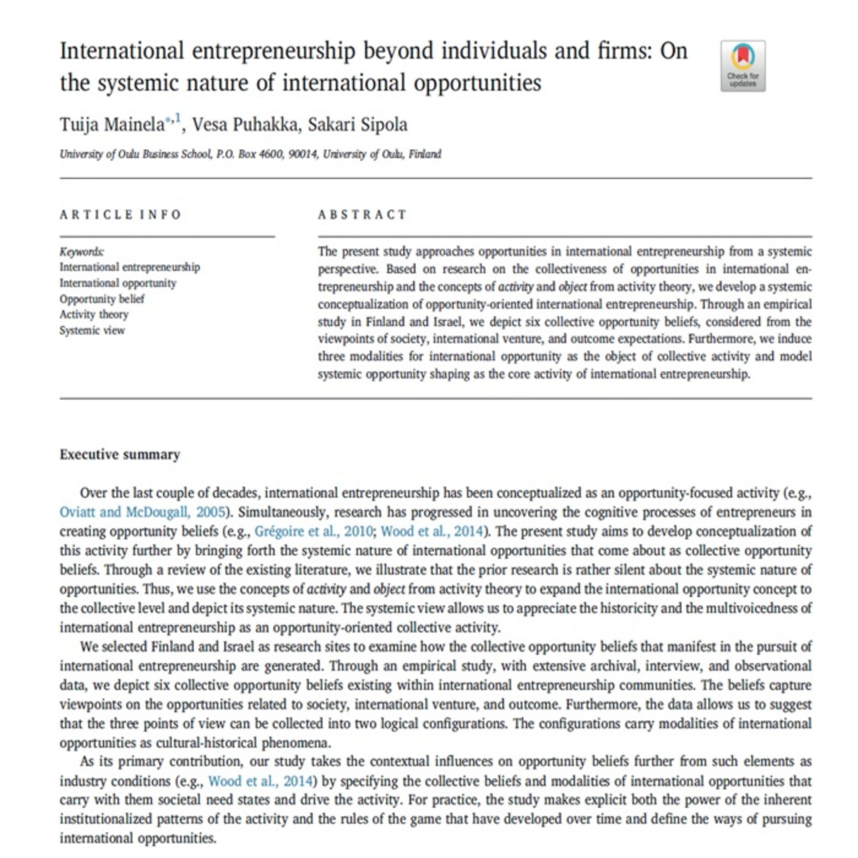 کاور 68- International entrepreneurship beyond individuals and firms On the systemic nature of internatio