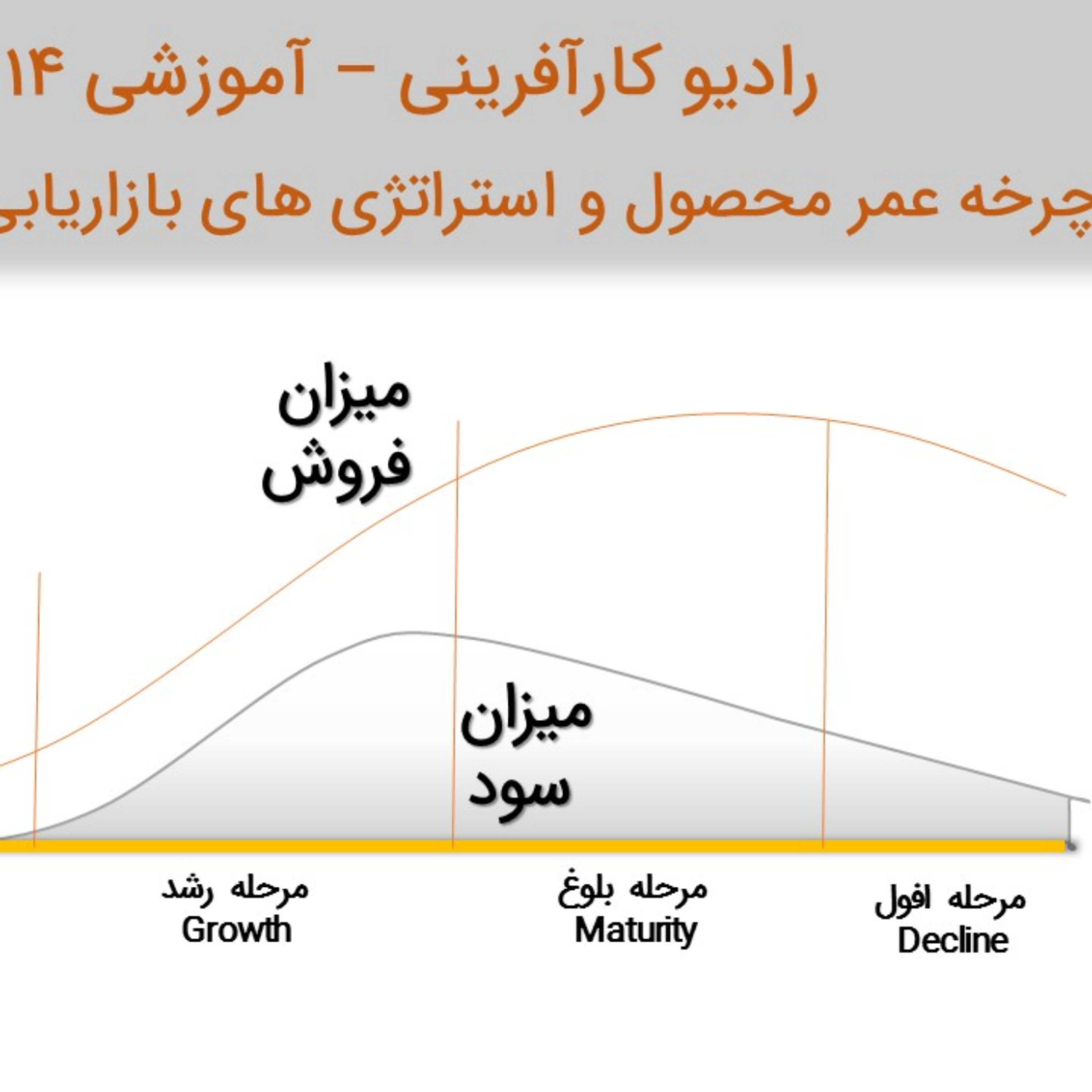 کاور رادیو کارآفرینی آموزشی ۱۴ – چرخه عمر محصول و استراتژی های بازاریابی برای هر مرحله