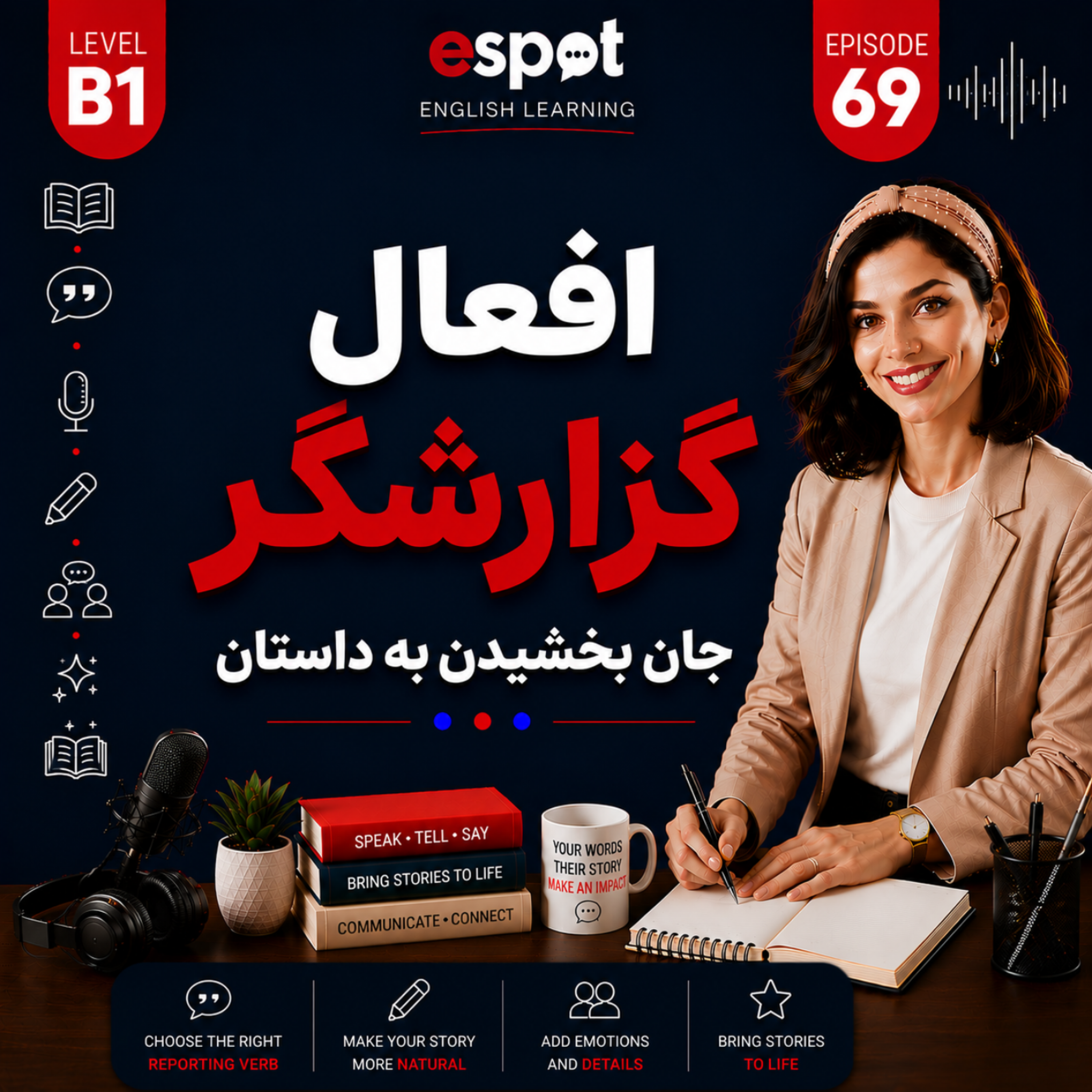 کاور درس شصت و نهم --- افعال گزارشگر -  جان بخشیدن به داستان