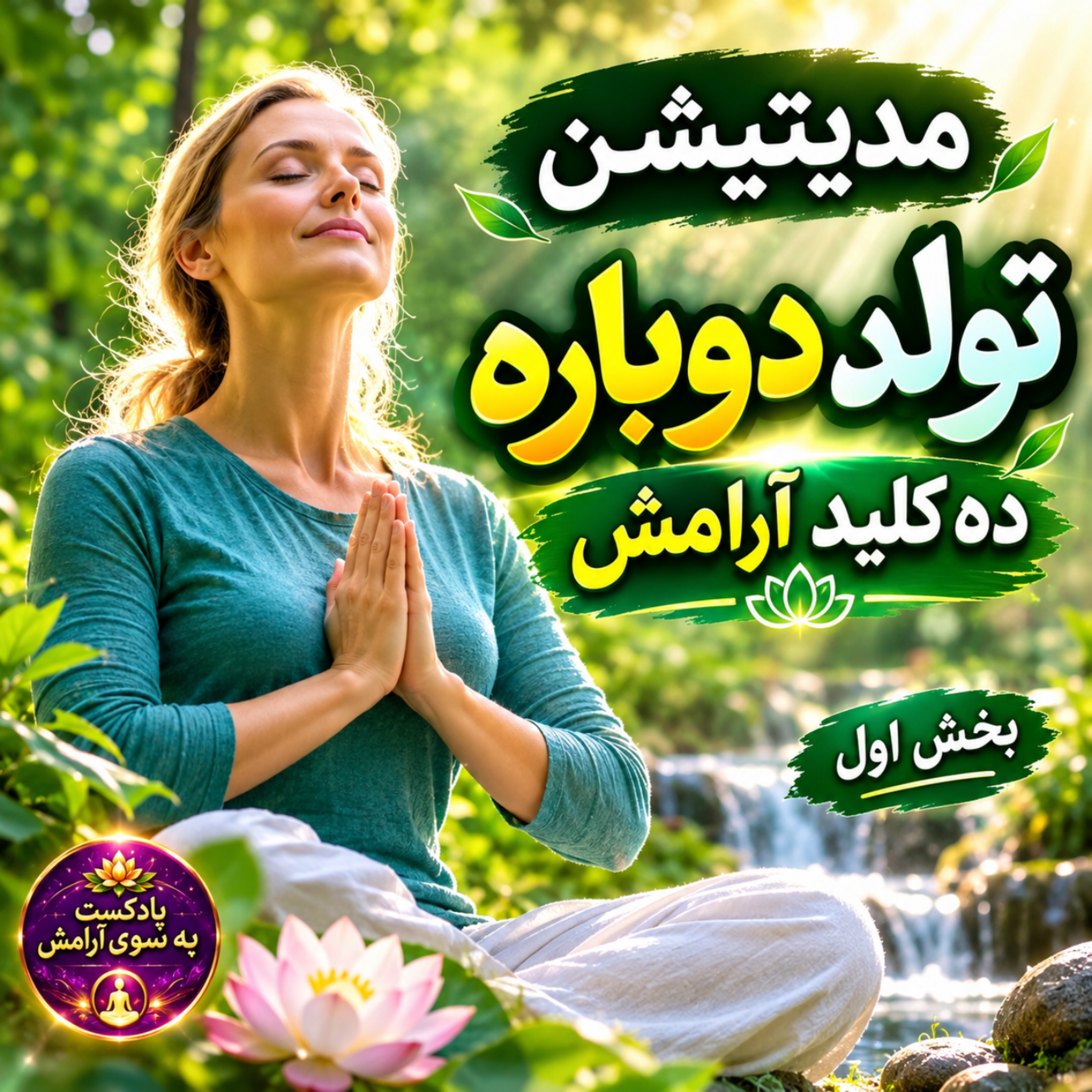 کاور مدیتیشن تولد دوباره ، یکی شدن با نور با صدای آرامش بخش پروین زندی
