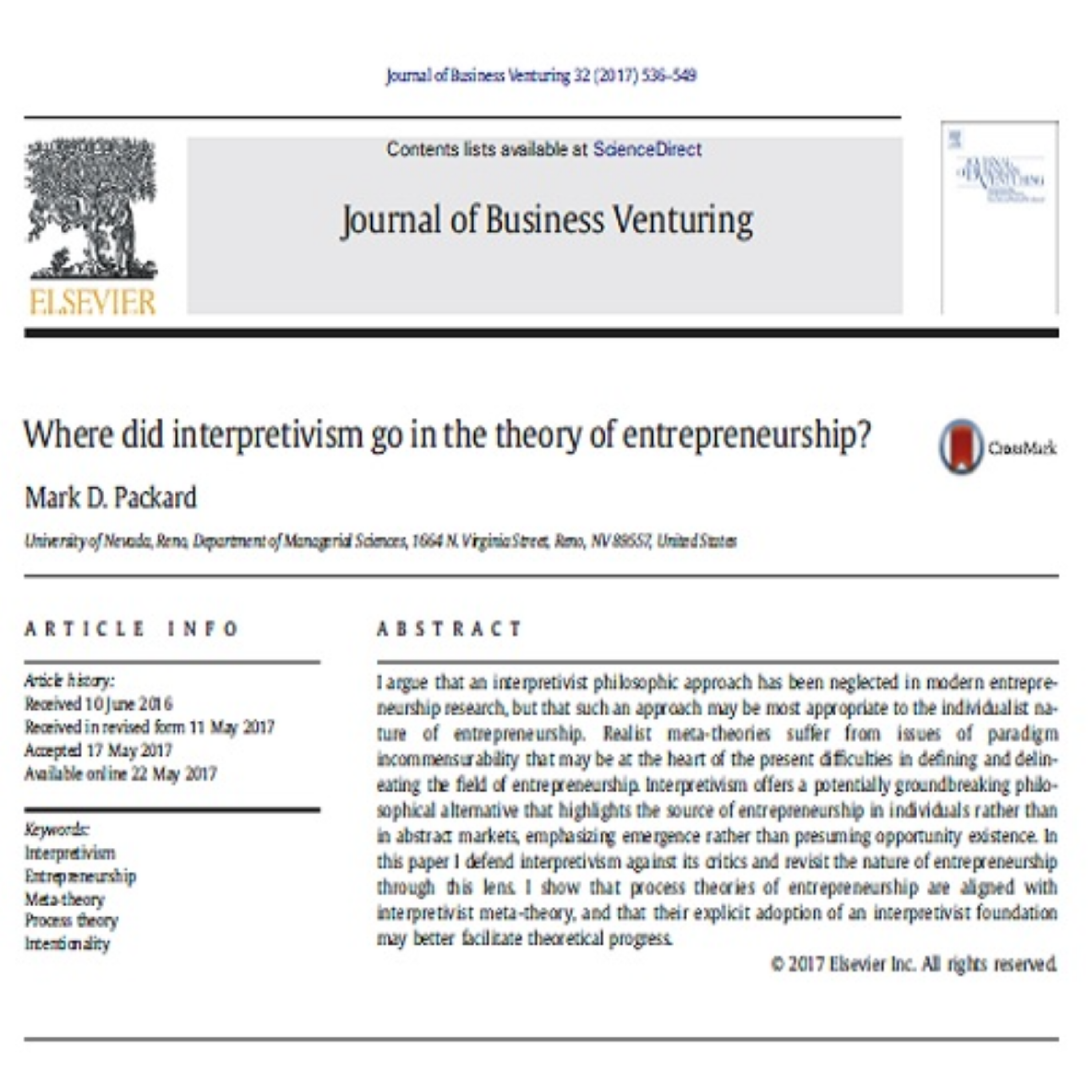 کاور 29- Where did interpretivism go in the theory of entrepreneurship - Persian