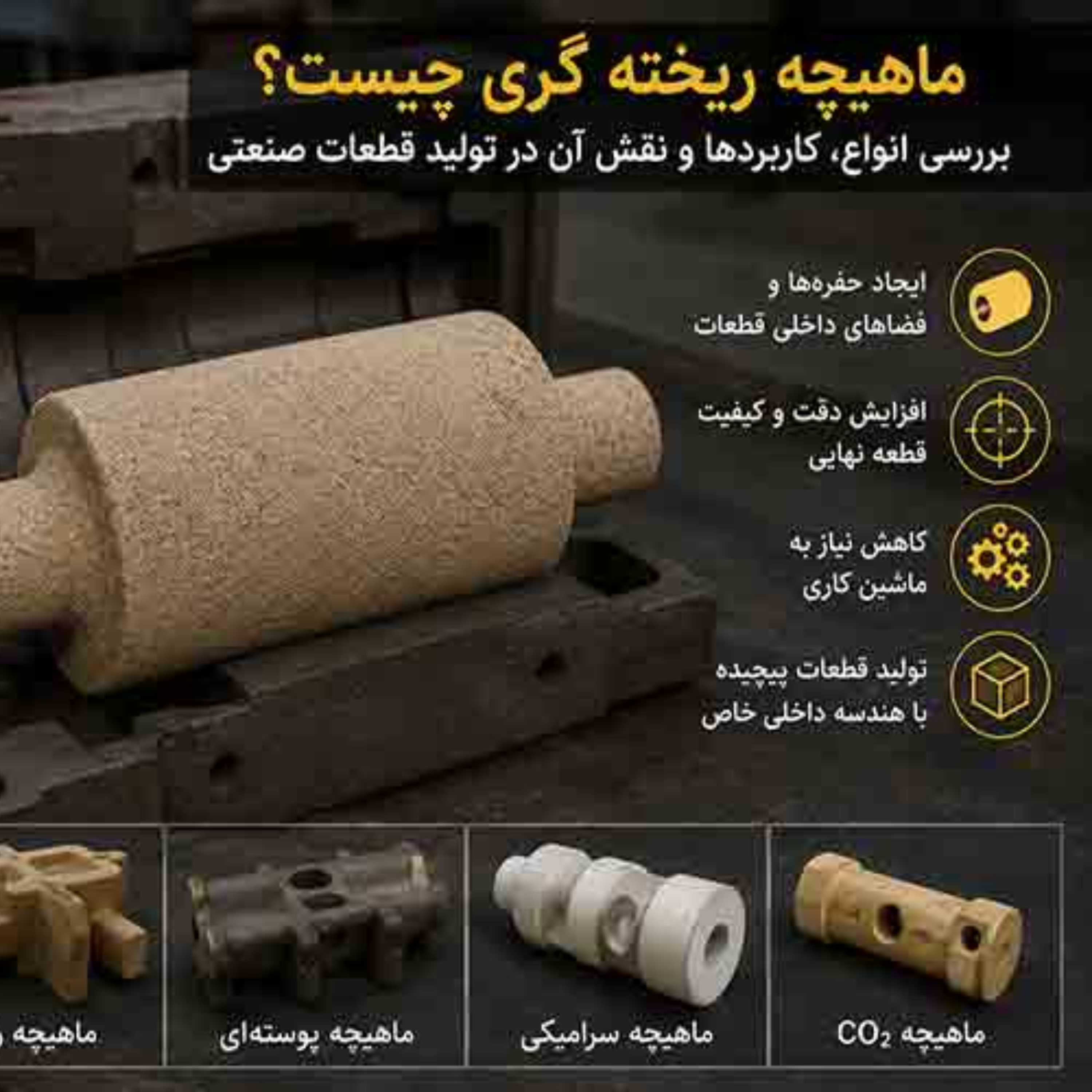 کاور ماهیچه ریخته گری چیست؟ بررسی انواع، کاربردها و نقش آن در تولید قطعات صنعتی