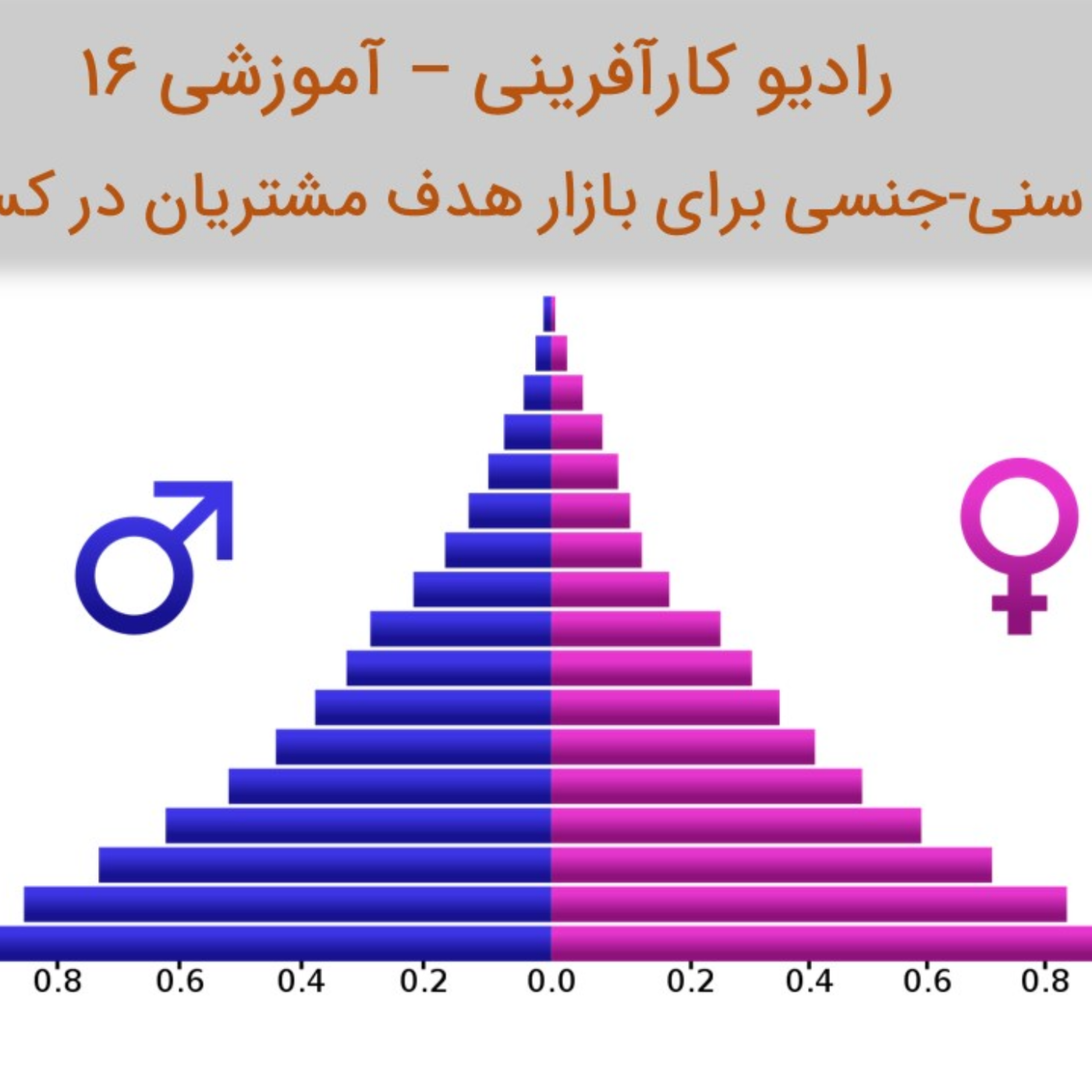 کاور رادیو کارآفرینی آموزشی 16 - هرم سنی-جنسی در تعیین بازار هدف مشتریان