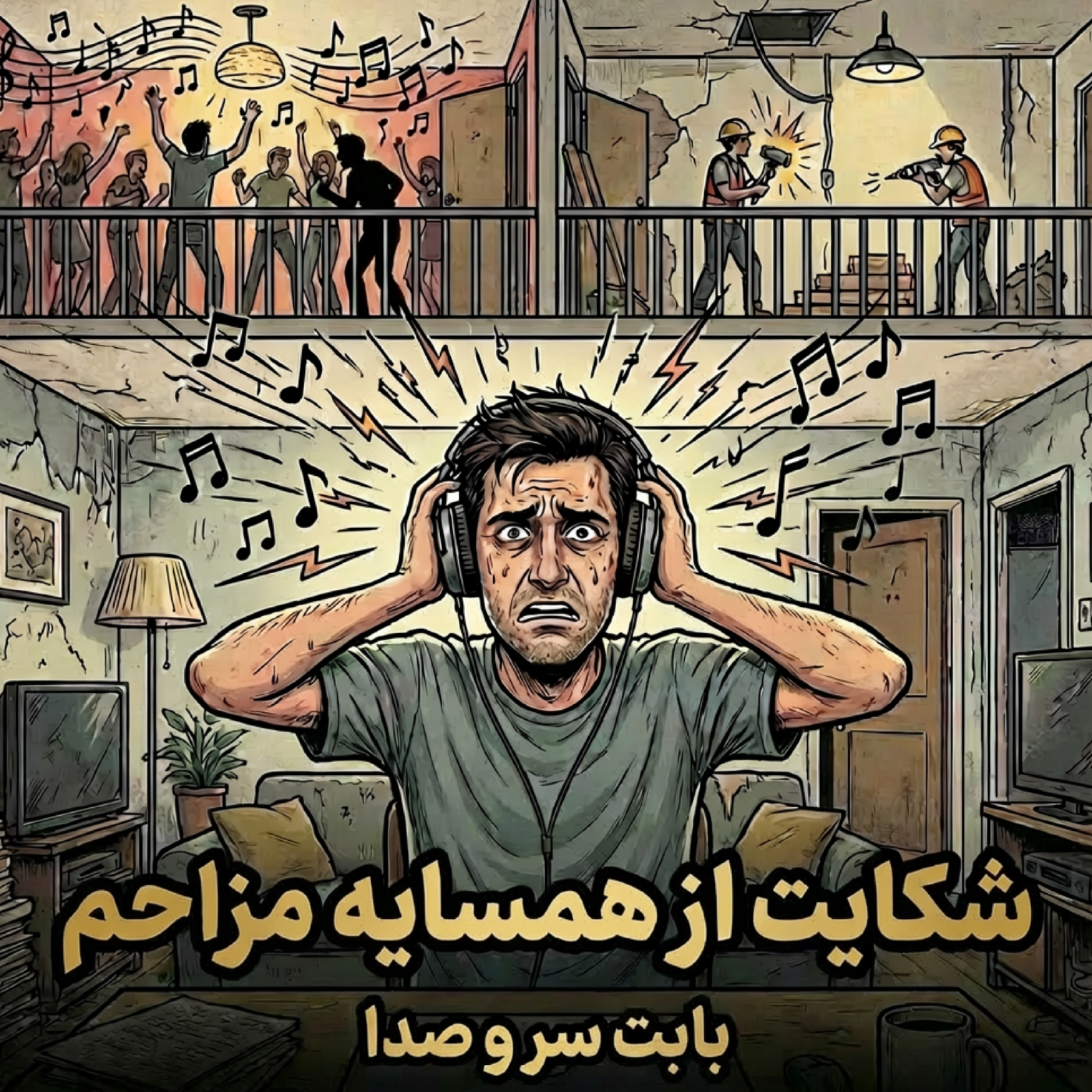 کاور مراحل شکایت از همسایه مزاحم بابت سر و صدا
