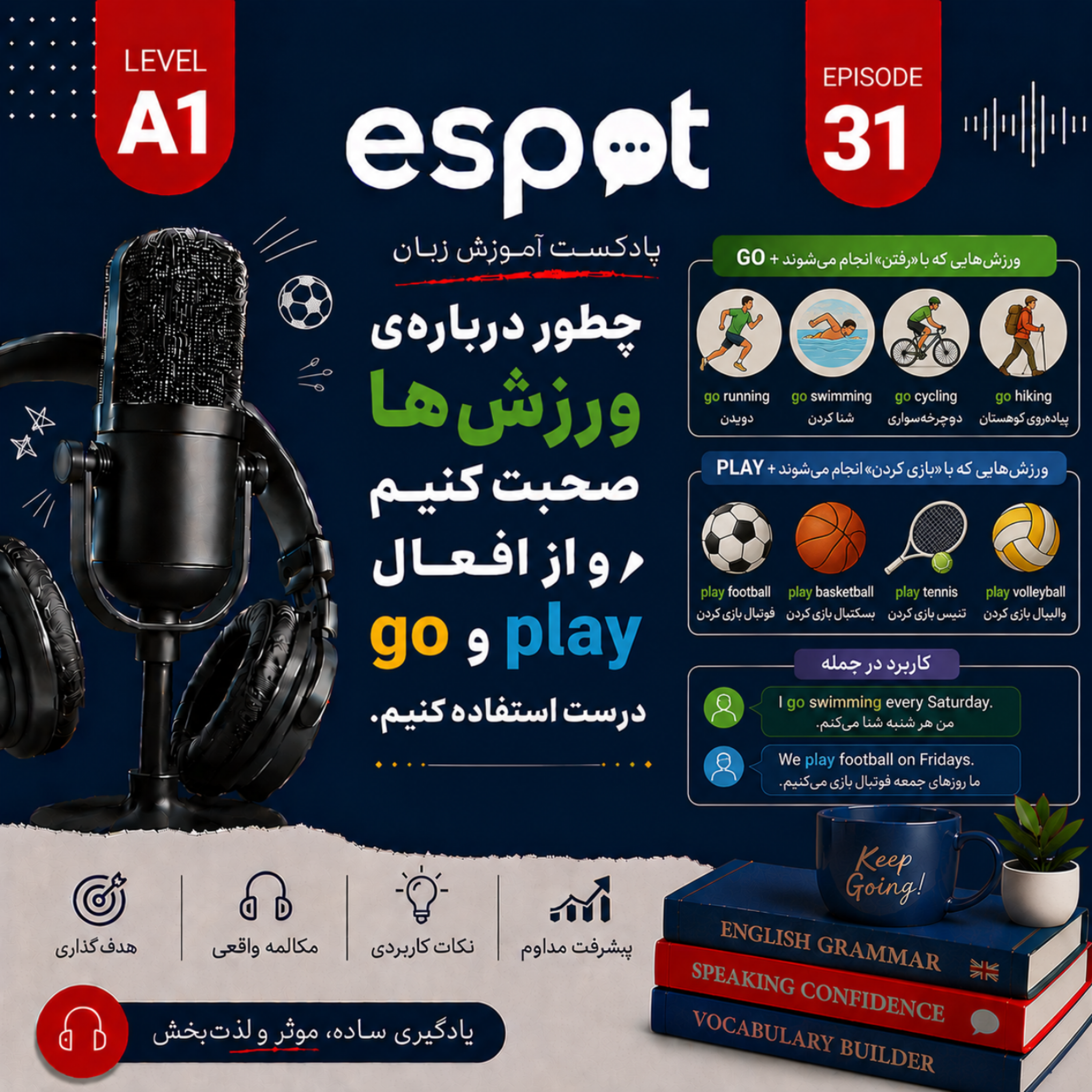 کاور درس سی و یکم --- از افعال go و play درست استفاده کنیم