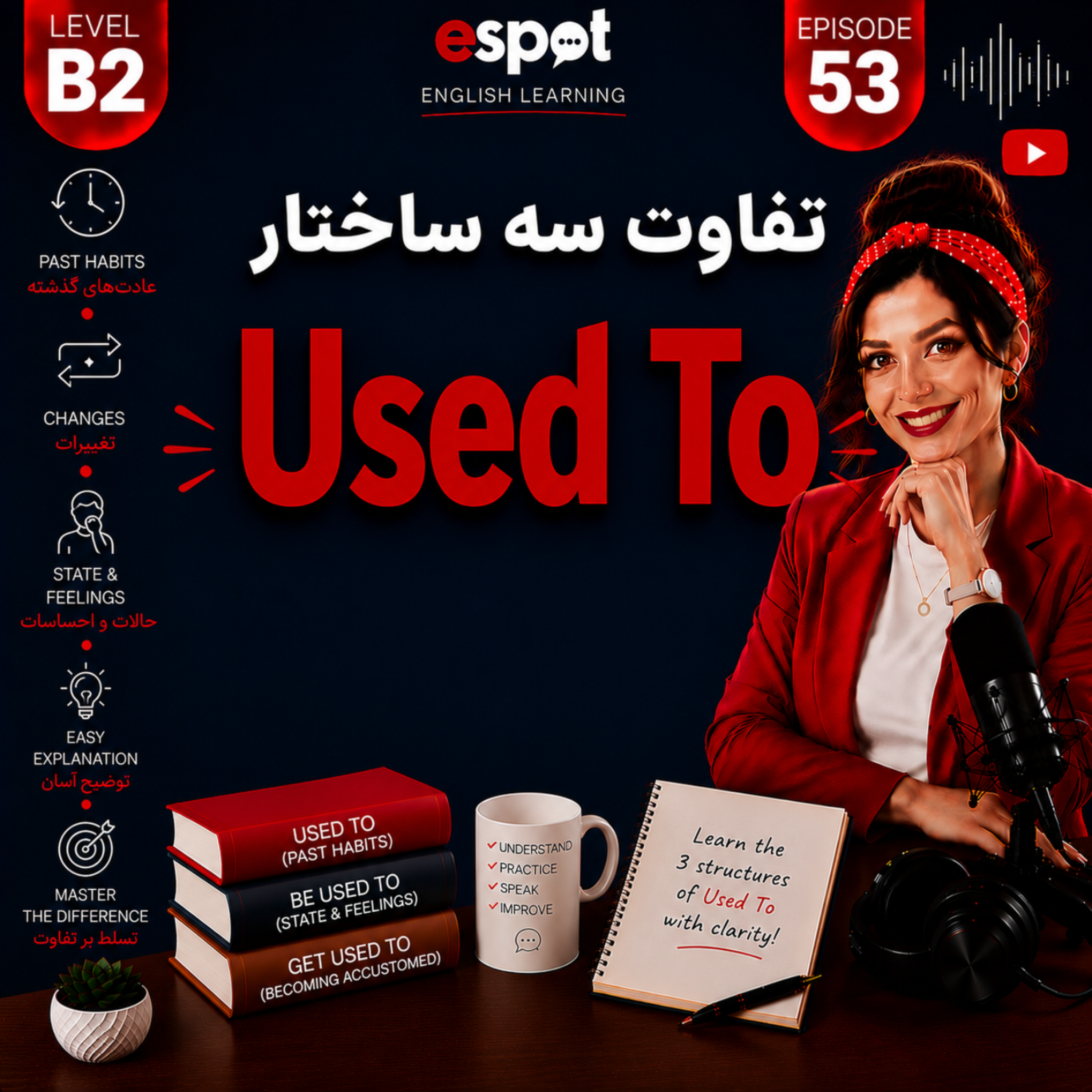 کاور درس پنجاه و سوم --- تفاوت سه ساختار Used To