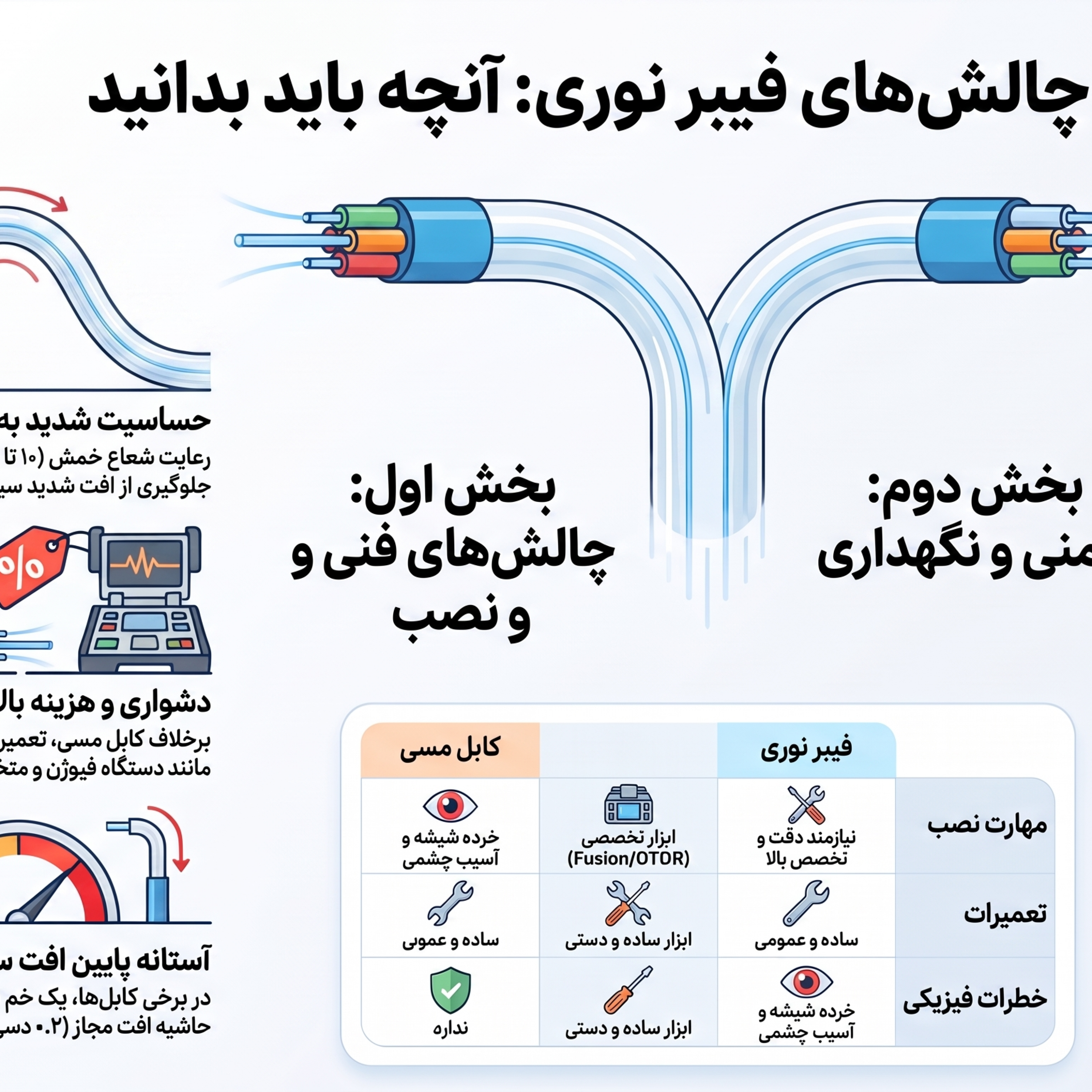 کاور معایب فیبر نوری