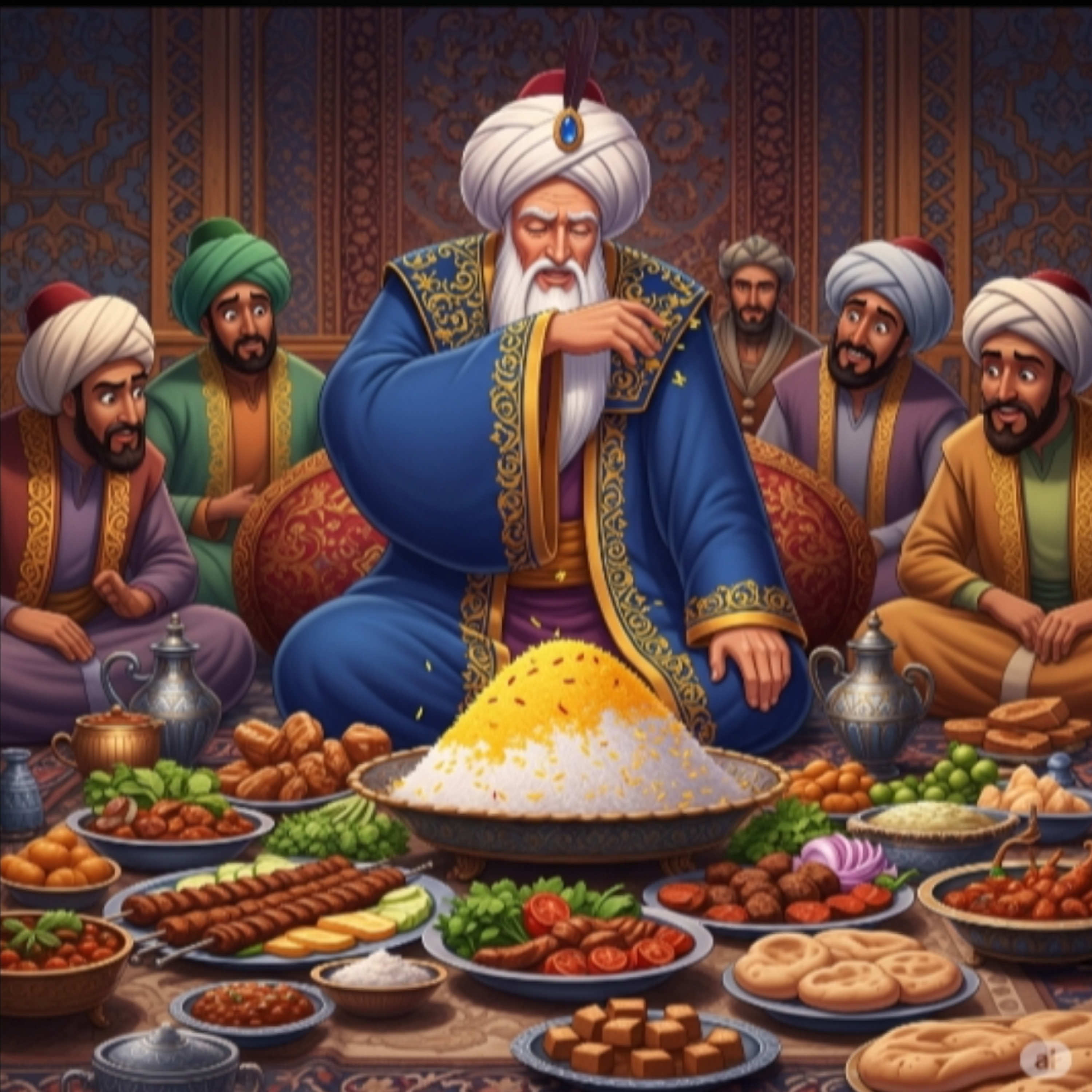 کاور ضرب المثل «آستین نو بخور  پلو»