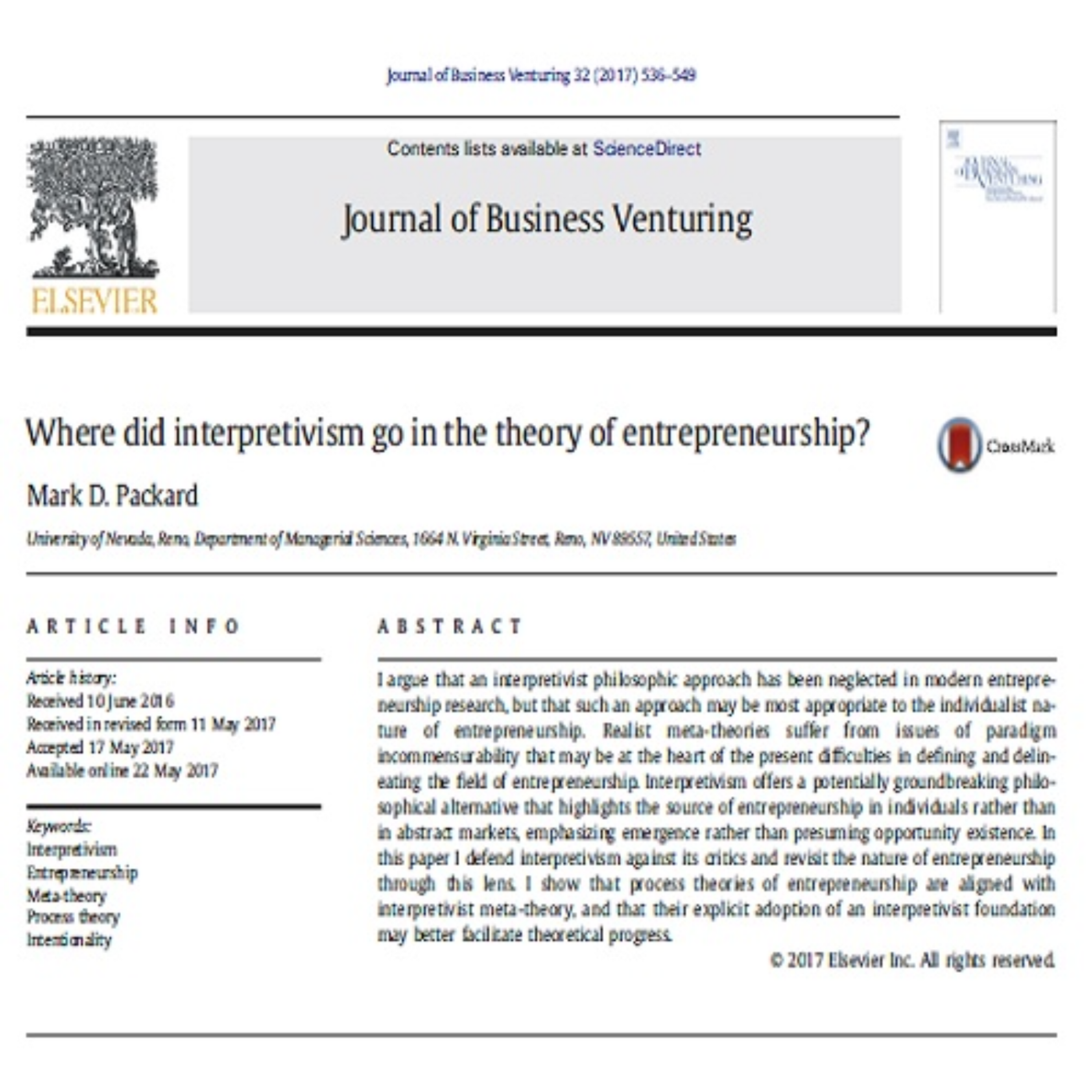 کاور 30- Where did interpretivism go in the theory of entrepreneurship English