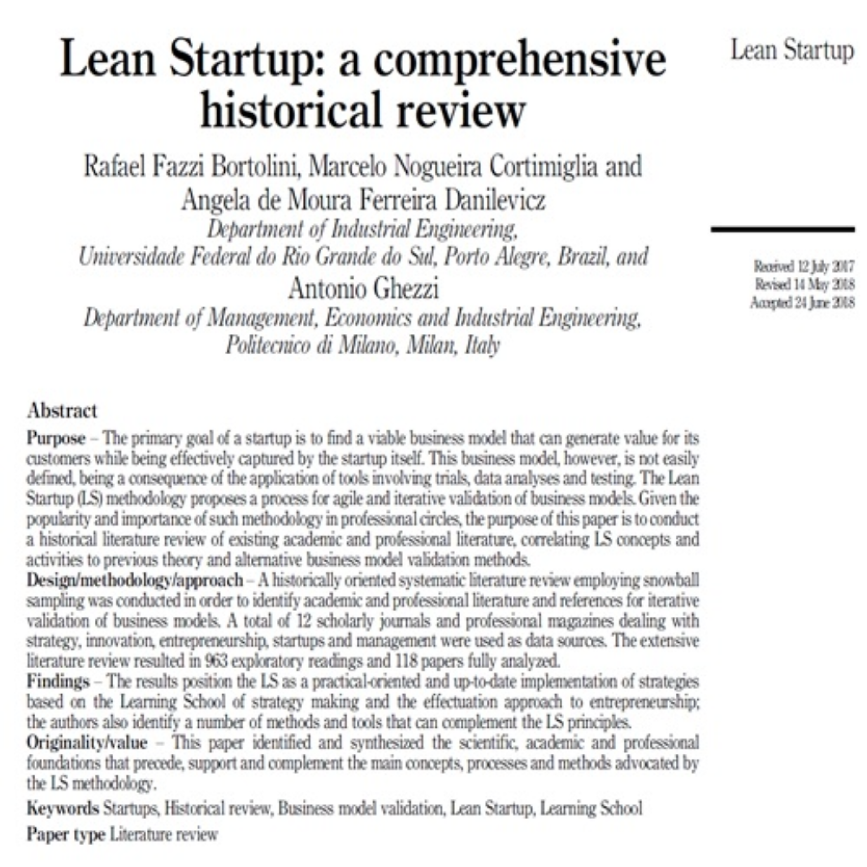کاور 37- Lean Startup a comprehensive historical review - Persian